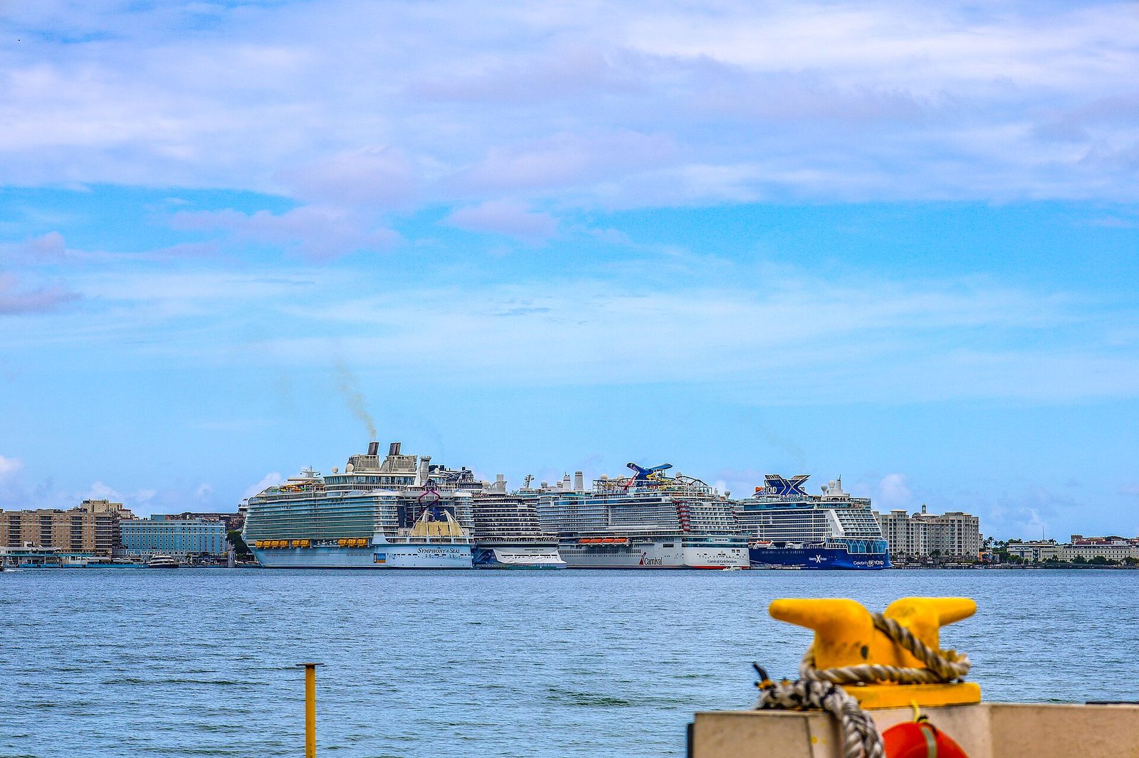 Cruise ships at the Old San Juan cruise port in Puerto Rico