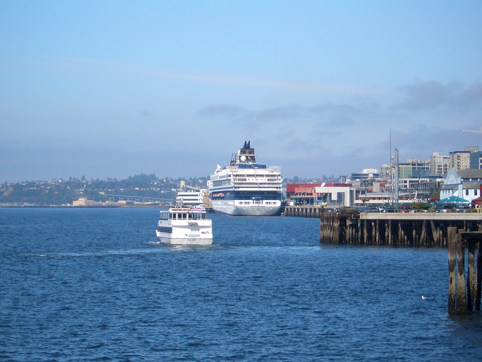 Seattle waterfront and harbor seen from Pier 52
